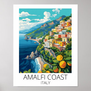 Poster Costa Amalfitana Itália Viagem Vintage