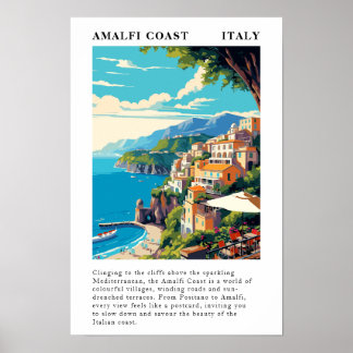Poster Costa Amalfitana Itália Viagem Vintage