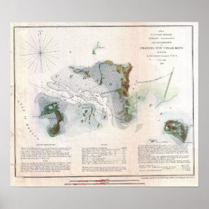 Pôster Costa de Florida das ilhas da chave do cedro do