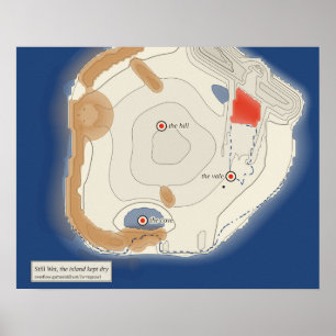 Poster Costa de parede de areia, mapa de tinta de uma ilh