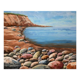 Pôster Costa do Mar Azul Pintado à Mão