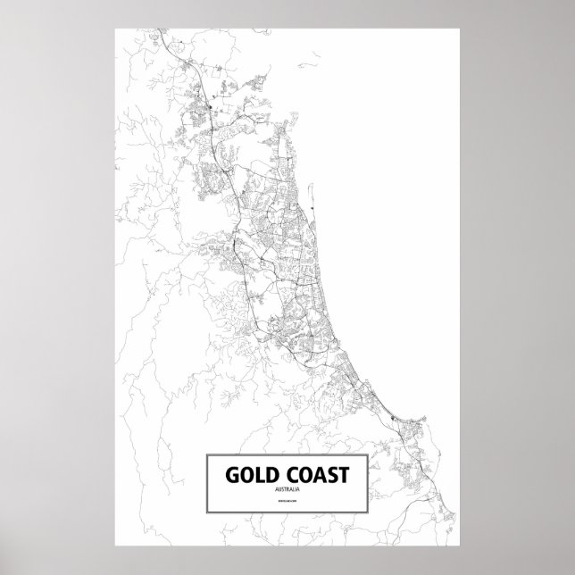 Poster Costa Dourada, Austrália (preto no branco) (Frente)