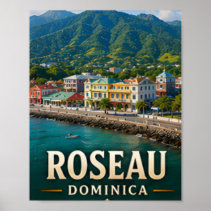 Poster Costa e Beleza da Ilha da Floresta Tropical de Ros