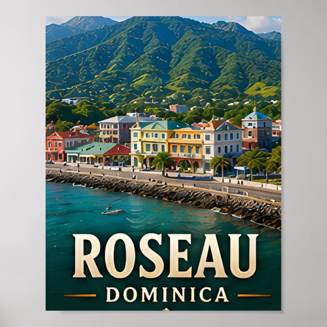 Poster Costa e Beleza da Ilha da Floresta Tropical de Ros (Frente)