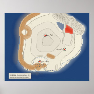 Poster Costa escurecida pela chuva, mapa de tinta de uma