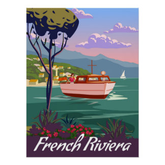 Pôster Costa francesa do Riviera poster de embarcação