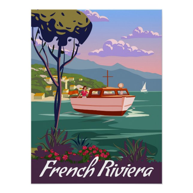 Pôster Costa francesa do Riviera poster de embarcação (Frente)