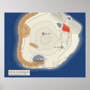 Poster Costa iluminada pela lareira, mapa de tinta de uma