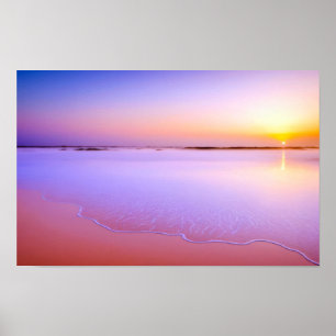 Poster Costa Mar Oceano Natureza Azul Água Vista do Pôr d
