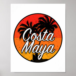 Poster Costa Maya México Vacina Cruise Vintage Sunset S