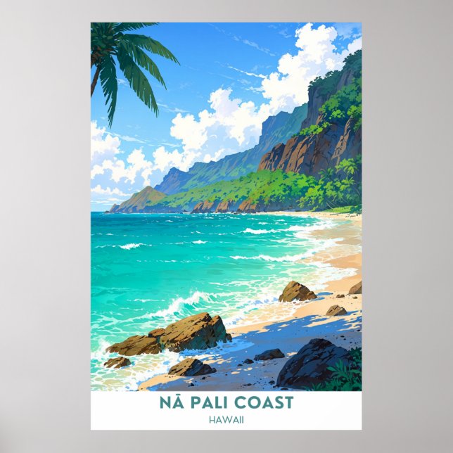 Poster Costa Nāpali, Parque Estadual de Wilderness, Havaí (Frente)