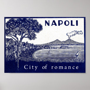 Poster Costa Napoli, Itália, cidade, romance, vulcão