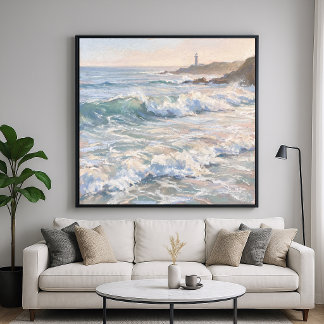 Poster Costa Oceânica Espumante - Estilo de Pintura Paste
