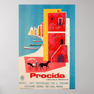 Poster Costa Procida, Nápoles, Itália