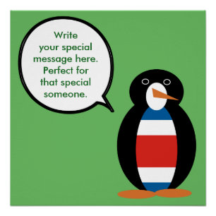 Pôster Costa Rica Conversando Sra. Penguin Personalizada