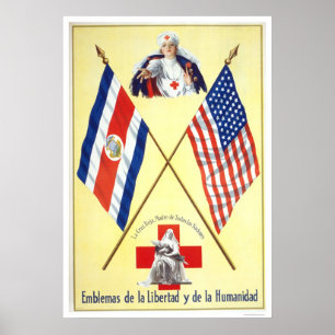 Poster Costa Rica - emblemas da liberdade e da humanidade