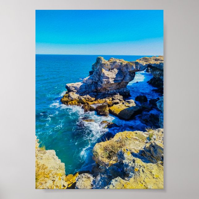 Poster Costa Rochosa com Mar Turquesa – Mediterrâneo (Frente)