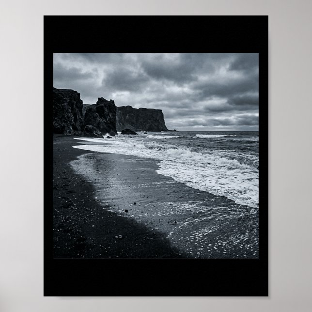 Poster Costa Rochosa Escura Ondas Margem Dramática do Oce (Frente)