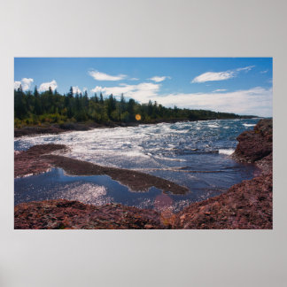Poster Costa Rochosa Vermelha – Lago Superior, U.P.