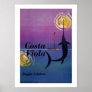 Poster Costa Viola Reggio Calabria vintage viagem italian
