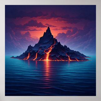 Poster Costa Vulcânica Dramática ao Crepúsculo 🌊