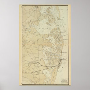 Pôster Costeie a seção Tuckerton ao mapa da carta da