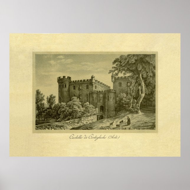 Poster Costigliole d'Asti, Piemonte, Itália (Frente)