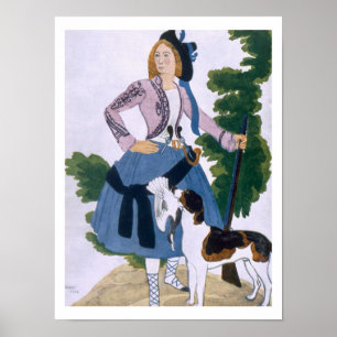 Pôster Costume design for The Huntress, 1922 (colour lith