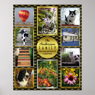 Pôster Costume Dourado preto do art deco da colagem   da