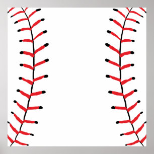 Poster Costuras de Beisebol Estilo Esportivo Tema de Beis