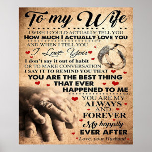 Poster Cota De Amor Para Esposa Melhor e perfeito prese