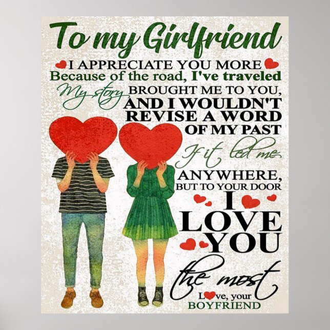 Poster Cota De Amor Para Namorada | Bonito presente de Ca (Frente)