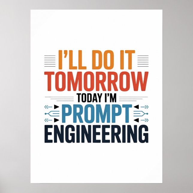 Poster Cota de Geek de Engenharia de Prompt AI Funny (Frente)