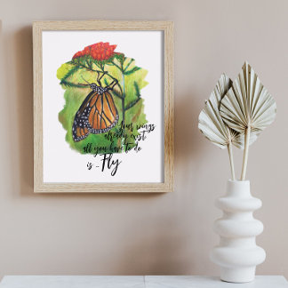 Poster Cota Inspirativa da Borboleta Monarca Bruta