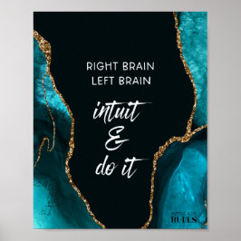 Poster Cota Motivacional de Regras do Dourado Teal