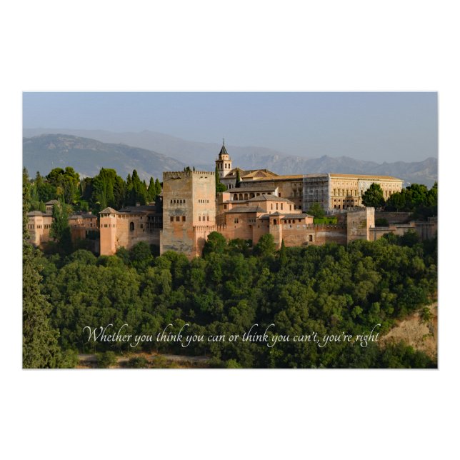 Pôster Cota Motivacional - Espanha do Palácio Alhambra (Frente)