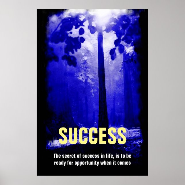 Poster Cotação de sucesso da árvore noturna azul Inspiraç (Frente)