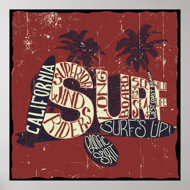 Pôster Cotação de Surfer da Califórnia (Frente)