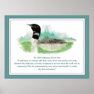 Poster Cotação do USA Wilderness Act, Watercolor Loon