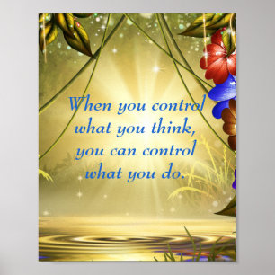 Poster Cotação Inspiracional Espiritual Azul e Dourado