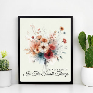 Poster Cotação Inspirativa Floral de bonito Aquarela