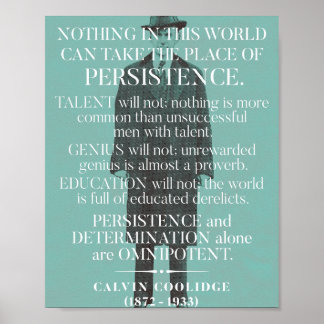 Poster Cotação "Persistência" do Calvin Coolidge