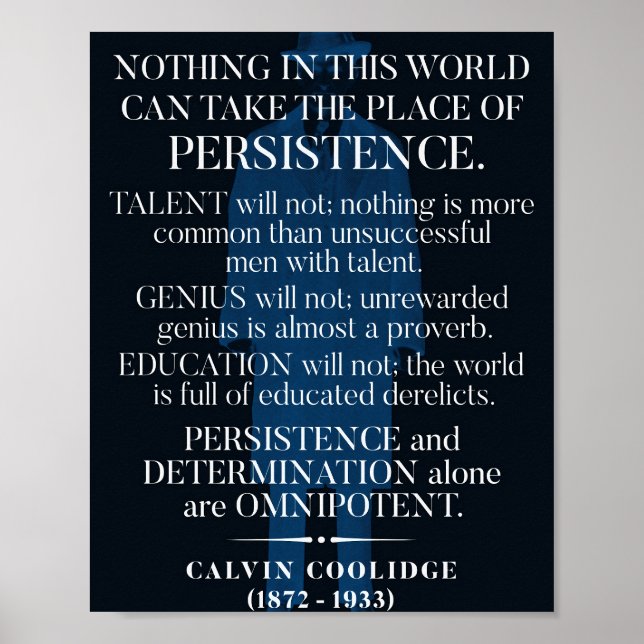Poster Cotação "Persistência" do Calvin Coolidge (Frente)