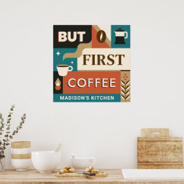 Poster Cotações de Café Coloridas de Nome Personalizado