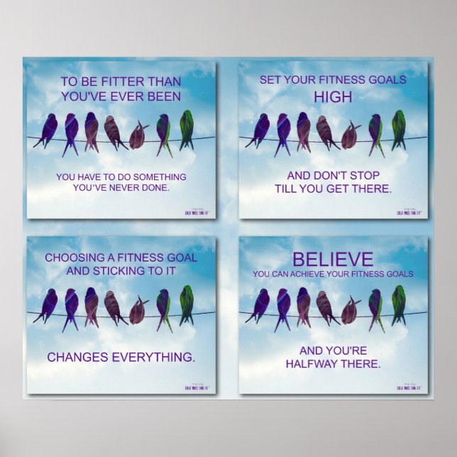 Pôster Cotações de Exercício com Aves e Colagem Céu 2 (Frente)