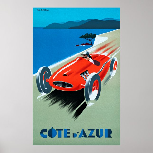 Poster Cote d' Azur, França Rivera - Vintage Racing Poste (Frente)