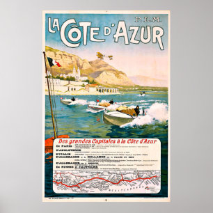 Poster Cote D' Azur, riviera francesa, corrida aos barcos