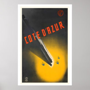 Poster Côte d'Azur Riviera Francesa França Viagem Antiga