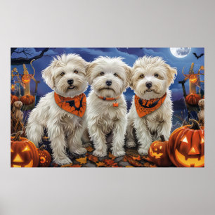 Poster Coton De Tulear Halloween Assustador