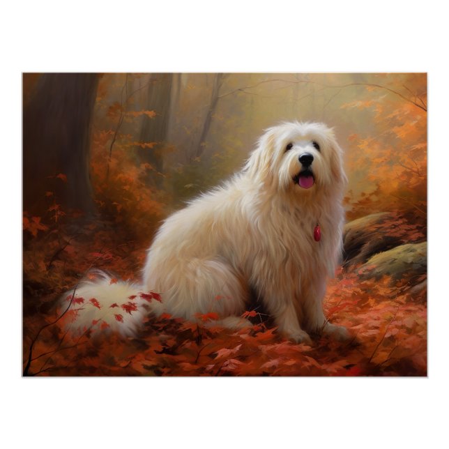 Pôster Coton De Tulear nas Folhas de Outono Caem Inspiram (Frente)